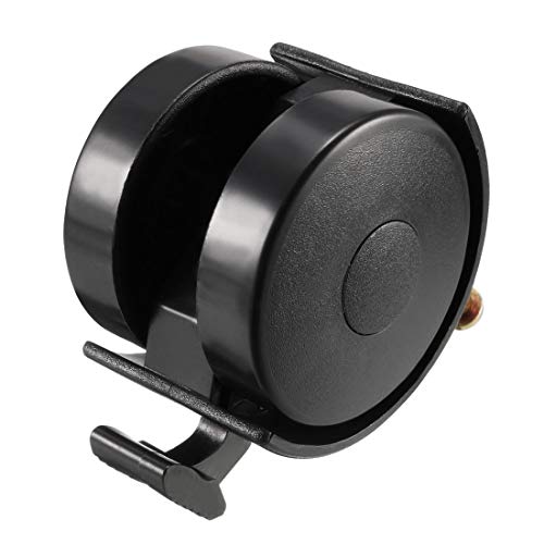 uxcell 1.5 Inch Swivel Caster Wheels Grip Neck Stem Caster Black Furniture Wheel with Brake and Mounting Socket, 2pcs