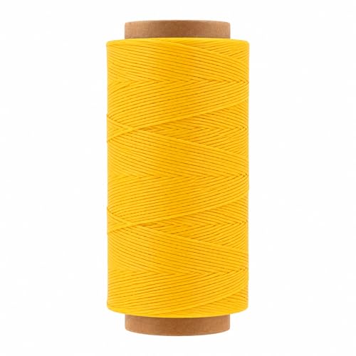 Mandala Crafts 150D 0.8mm Mustard Yellow Leather Sewing Flat Waxed Thread - color: Mustard Yellow, size: Flat 150D 0.8mm 273 Yards