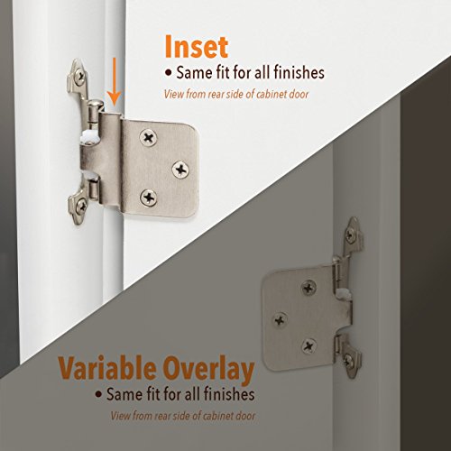 Satin Nickel 3/8-in. Inset Hinge (10-pairs) - color: Satin Nickel, size: 3/8" Inset, 10-Pack