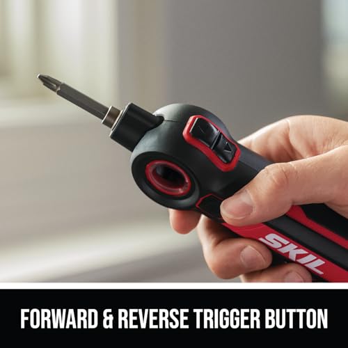 SKIL Twist 2.0 Rechargeable 4V Screwdriver with Pivoting Head, Torque Setting, USB-C Charging Cable, 28 PC Bit Set & Carrying Case- SD5619-02 - size: 1 Count(Pack of 1), style: 4V Screwdriver_Twist 2.0 28pc Set