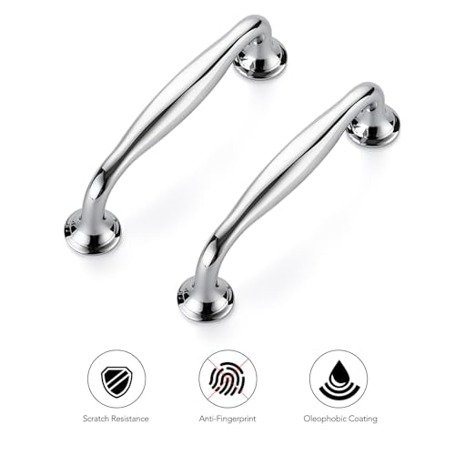 Ravinte Polished Chrome Cabinet Handles Solid Pulls 3-3/4 Inch 10 Pack - color: Polished Chrome, size: 3-3/4 inches Hole Center