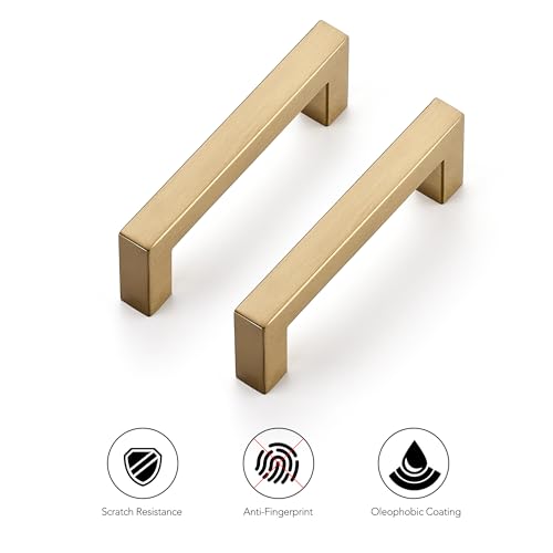 Ravinte Champagne Bronze Square Pulls Cabinet Handles,3-3/4 Inch,30 Pack - color: Champagne Bronze, size: 3-3/4 Inch Hole Center