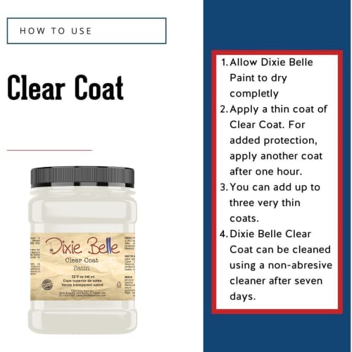 Dixie Belle Paint Company - Clear Coat Satin (32oz) - Polyacrylic Topcoat - color: Satin, size: 32 Fl Oz (Pack of 1)