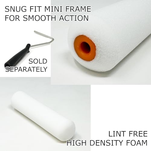 Allgala 24-Piece 6 inch Shedless Mini Foam Sponge Paint Roller Cover for Trim Wall Funiture Doors Etc - TH10387 - size: 6" Foam (Pack of 24)