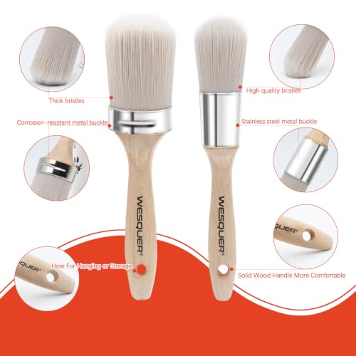 Wesquer Chalk Paint Brushes for Furniture, Wax Brush Milk Paint & Crafts - color: Grey Paint Brush