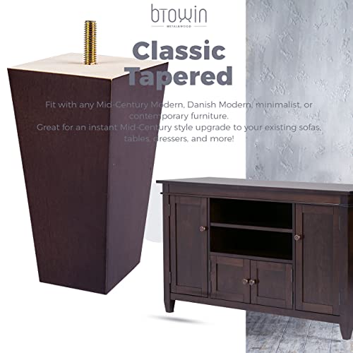 6 inch Solid Wood Pyramid Furniture Legs 4PCS Mid-Century Modern - color: Walnut, size: 6" (15cm)