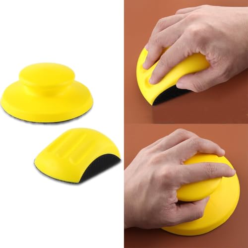 Hand Sanding Block Round and Mouse Shape Sandpaper Holder Hook and Loop PU Backing Ergonomic Grip for Wood Furniture Repair Craft (5inch) - color: 5inch