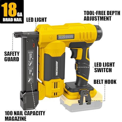 Cordless Brad Nailer for Dewalt 20V Battery (Tool Only), 2 in 1 Cordless Nail Gun with 1000 Nails and 500 Staples, Nail Gun Battery Powered for Home Improvement & Woodworking