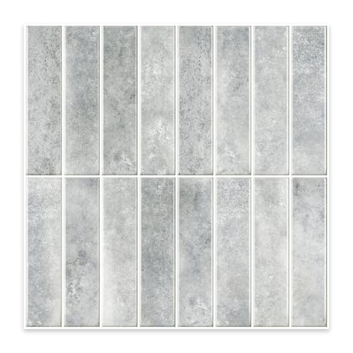 Alwayspon 10 Sheets 12x12inch Grey 3D Vinyl Backsplash Tiles, Self-Adhesive Peel and Stick Wall Tile Stickers Stick on Subway Tiles for Kitchen Bathroom Wall - color: Gray