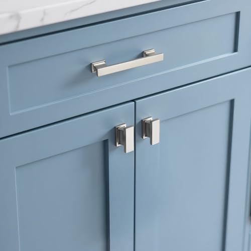 KNOBWELL 6 Pack Brushed Nickel Solid Cabinet Knobs Overall Length 1-1/2 Inch Single Hole Kitchen Cabinet Hardware for Cupboard Drawer Dresser Knobs - color: Brushed Nickel, size: Overall Length:1-1/2 inch(38mm)
