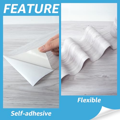 Art3d Wood Textured Peel and Stick Vinyl Floor Tiles, 40-Pack, White/Grey - color: White/Grey