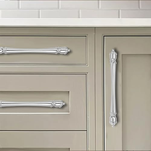 khtumeware 2 Pack 3 inch(76mm) Hole Center Virbant Polished Chrome Cabinet Pulls Heavy-Duty Solid Cabinet Hardware Drawer Pulls Hardware Suitable for Kitchens bathrooms and Dressing Tables - color: Polished Chrome, size: 3inch(76mm) hole center