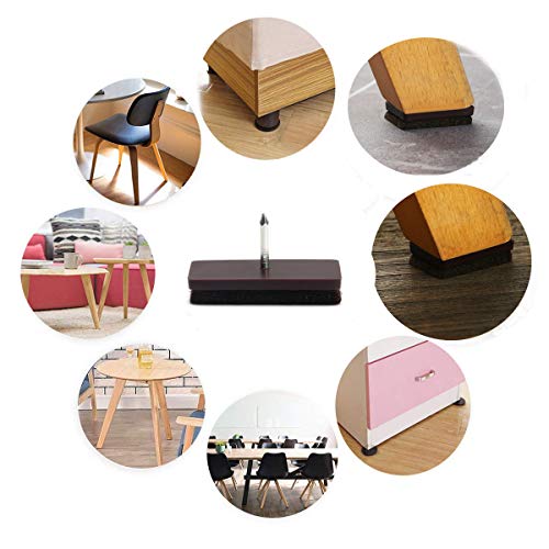 Nail on Felt Pads Furnigear Furniture Pads Nail- Floor Protectors for Furniture Legs 24Pack Chair Felt Pads for Hardwood Floors (7/8",Square) - size: 7/8" (Square, Brown)
