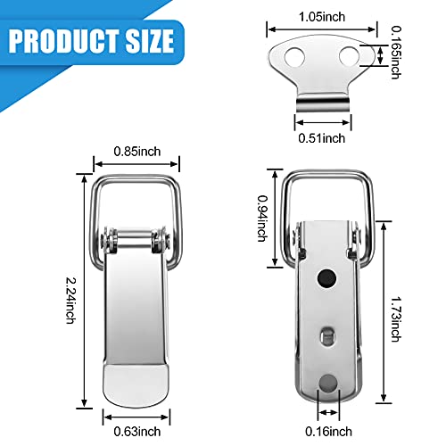Hotop 4 Pcs Toggle Latch Spring Loaded, Stainless Steel Catch for Box