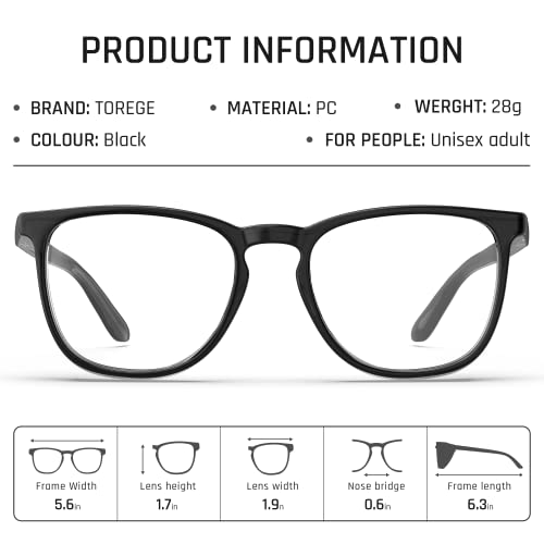 TOREGE Safety Glasses, Fashionable Protective EyewearWith Clear, Anti Fog Lenses - color: Black&clear Lens