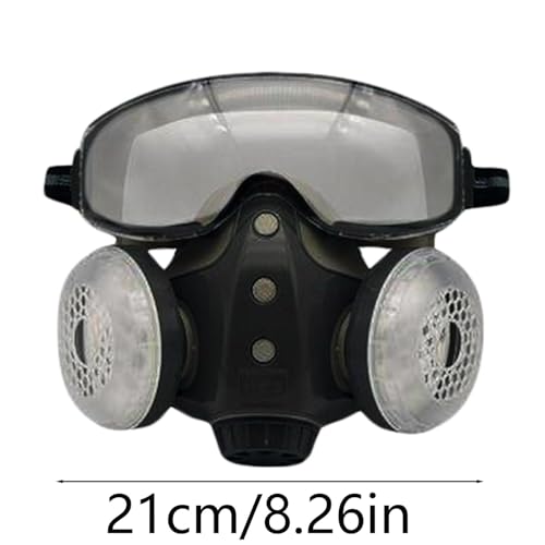 Dust-Proof Integrated Respirator Mask,Reusable Industrial Mask with Filters and Goggles for Spray Painting and Grinding