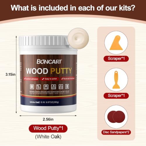 Boncart Wood Filler, 9.87 OZ White Oak Wood Putty - color: 9.87OZ White Oak