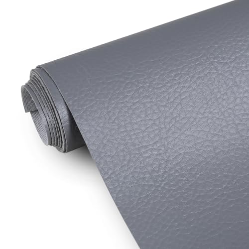 Faux Leather 0.7mm Upholstery Fabric by the Yard 55x72 Inch Gray - color: Gray, size: Pre Cut 2 Yard