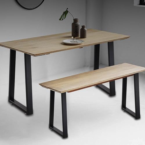 ALLCOS 22 Inch Coffee Table Legs Black Metal Bench Legs Trapezoid Heavy Duty Table Legs DIY Project for Coffee Table, Bench, Black, Set of 2 - size: 22" Trapezoid-Shaped