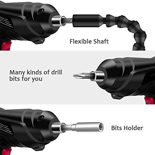 JENABOM Electric Screwdriver, 3.6V Cordless Drill, 44pcs Bit Set - color: Black