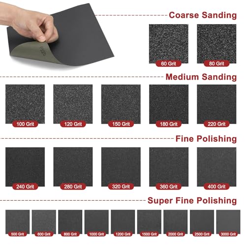 45Pcs Sand Paper 3.6x9 120Grit Silicon Carbide Sandpaper Sheets - size: 3.6 x 9 Inch (120 Grits)