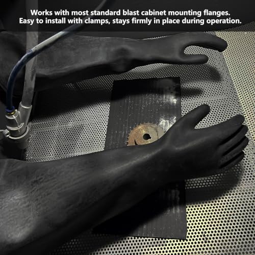 Heavy Duty Sandblasting Gloves Rubber Gloves for Sandblaster Protective Safety Work Black Striped Glove - color: Black 27.5" Gloves