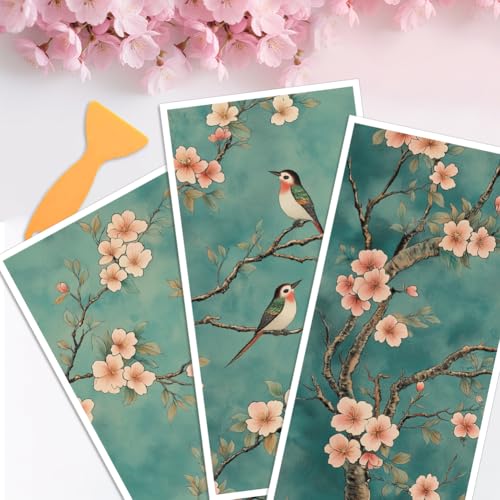 3 Sheets Vintage Trees Birds Rub on Transfers for Crafts, 12×6in - style: Trees and Birds