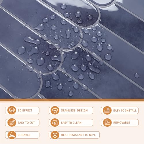 CRE8TIVE 4 Sheets Haze Blue Peel and Stick Backsplash for Kitchen Back Splash Stick on Tile Waterproof Long Fish Scale Tile Sticker Self Adhesive Peacock Feather Tile for Bathroom Laundry Room 12"x12" - size: 12"x12" (4-Sheets)