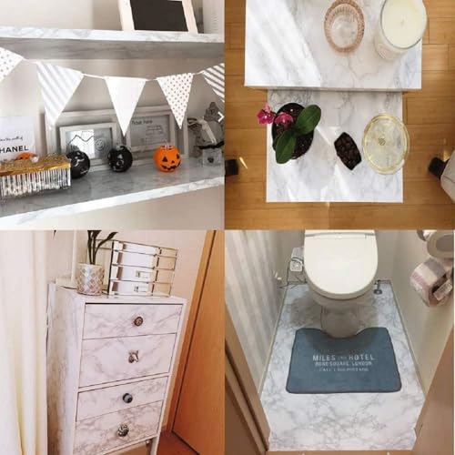 Marble Contact Paper White Peel and Stick Wallpaper for Kitchen Countertop - color: Gray/White, size: 15.7" x 472.4"