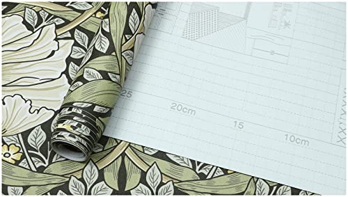 HAOKHOME William Morris Style Wallpaper Sage Green Mural 17.3in x 32.8ft - color: Sage Green/Yellow, size: L: 17.3in x 32.8ft
