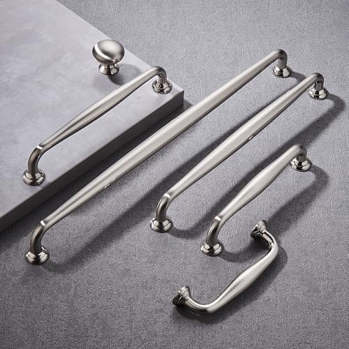 SAILING 5 Pack Cabinet Handles-10/254mm Screw Spacing Brushed Nickel Furniture Hardware Handles for Kitchen Cabinets Bedroom Dresser Wardrobe Cabinet Pulls - color: Brushed Nickel, size: 10"(254mm)Hole Center-5Pcs