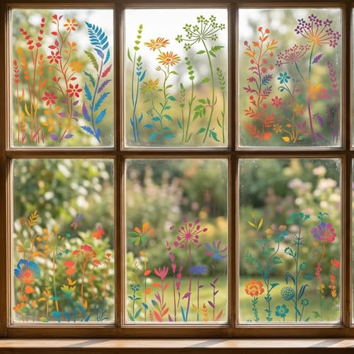 6 PCS Wildflower Stencils for Painting, Reusable Large Floral for Crafts - size: 6 Pcs (14.57*11in)