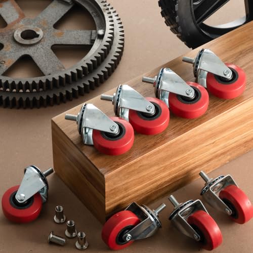 BBTO 24 Pack 2 Inch Low Profile Swivel Caster Wheels Threaded 360 ° Replacement Rubber Caster Wheels for Desk Chair Creeper Service Cart Cabinets Stool Post Mount