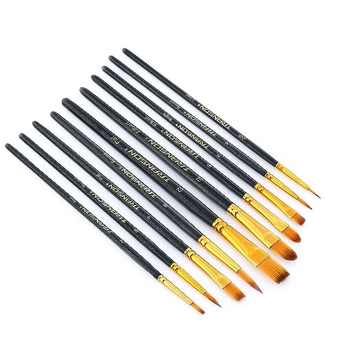 Transon 20pcs Artist Painting Brush Set for Acrylic Watercolor Gouache Hobby Craft Face Rock Painting Black and Red - color: Black and Hot Pink