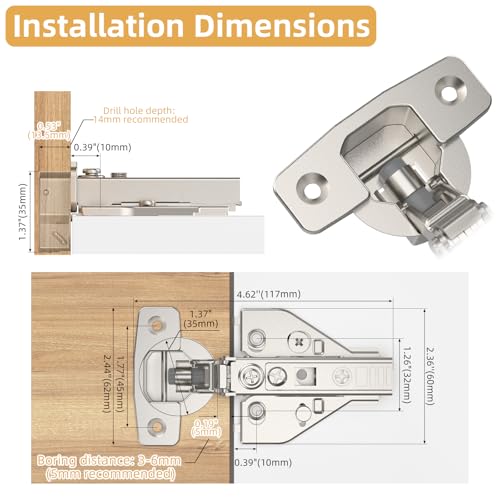 Furniware 10 Pack Full Overlay Soft Close Cabinet Hinges,45~110° Open Angle
