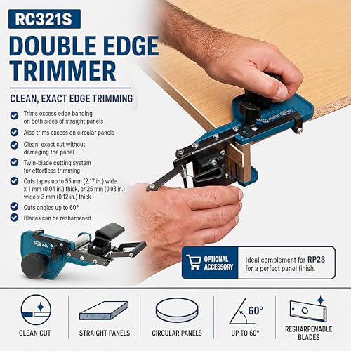 Virutex RP28 Edge Banding Trimmer & Scraper Tool, Handheld Profile Scraper for PVC ABS Melamine, Removes Glue Residue, Up to 1.5 mm, Professional Woodworking Finishing Tool