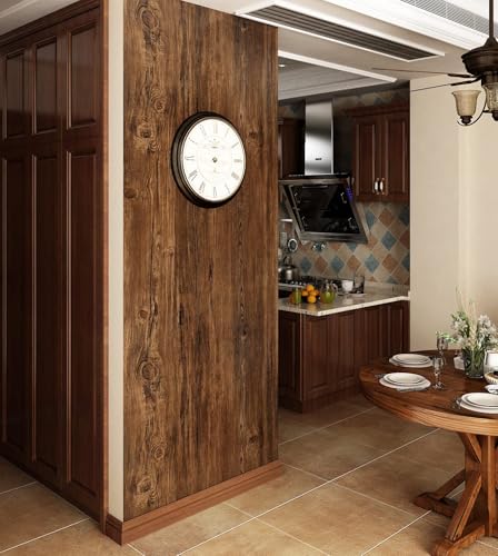 FunStick 15.8" x 240" Brown Wood Contact Paper Thick Birch Wood Wallpaper Peel and Stick Wood Grain Contact Paper Self Adhesive Removable Wood Wall Paper Roll for Countertops Cabinets Furniture Desk - color: Brown, size: 15.8" x 240"