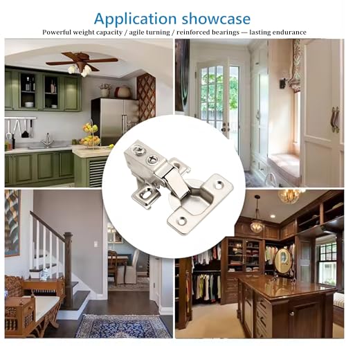 Silverline 2 Pack Soft Close 1/2 Inch Overlay Short Arm Kitchen Cabinet Hinges, Brushed Nickel 95 Opening Degree Concealed Face Frame Door Hinges with Mounting Screws