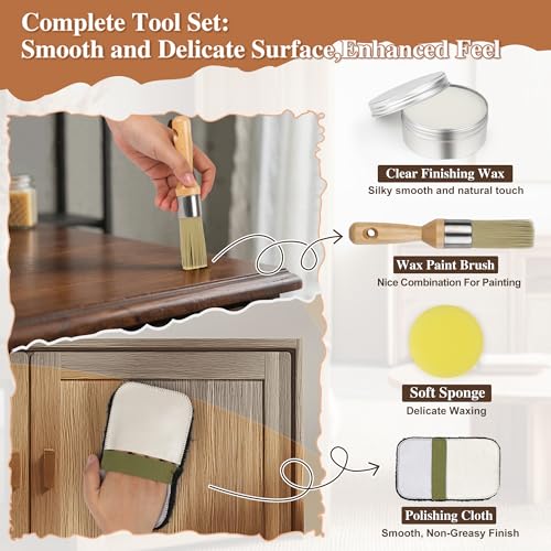 2PCS Furniture Finishing Wax Chalk Paint Clear Finishing Wax - color: White 400G