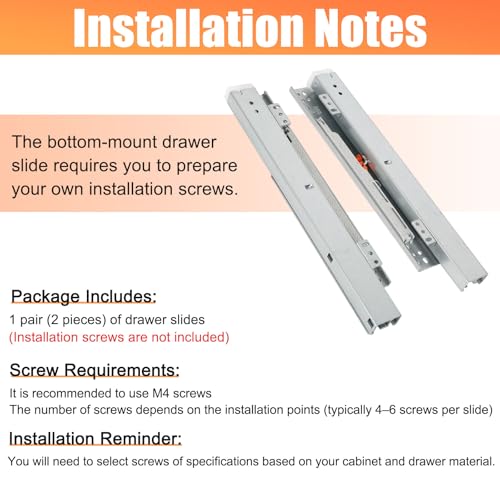 Undermount Drawer Slide Bottom Mount Pull Out Shelf Slides Full Extension - style: 14 Inch Drawer Slides