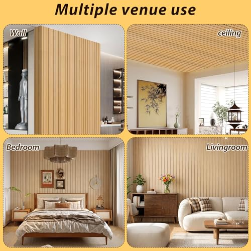 118" x 15.7" Peel and Stick Slat Wall Panel – Self-Adhesive 3D Wood Grain Wall Panels Waterproof PVC Fluted Paneling Wood Wallpaper for Living Room Ceiling Decor