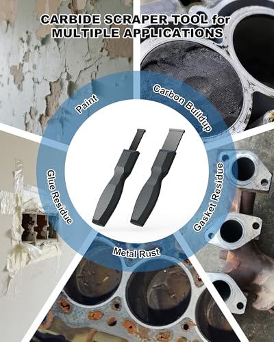 Super Carbide Gasket Scraper, 1-1/4 Inch and 5/8 Inch Carbide Scraper Tool for Automotive and Metal, 2-Piece Carbide Gasket Scraper Set for Removing Gasket, Carbon Buildup and Residue