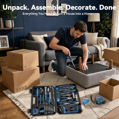 DISEN Home Tool Set with Storage Case Wrenches Pliers Screwdrivers Hammer - size: 95PCS