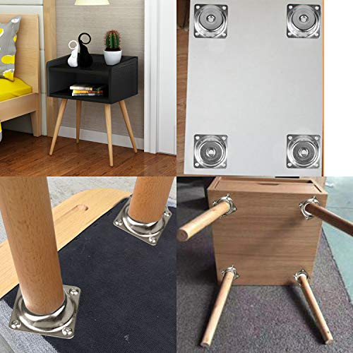 14 Degree Angled Leg Mounting Plates Furniture Table Leg Attachment Plates Brackets T-Plate M8 Sofa Legs with Hanger Bolts,Converters, Screws,Full Set of 4 - color: Furniture Leg Mounting Plates 14 Degree