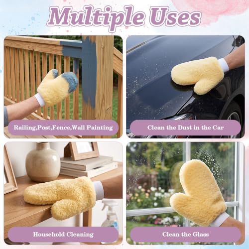 10 Pcs Painters Mitt Gloves with Thumb and 200Pcs Plastic Disposable Gloves