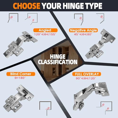 30° Cabinet Hinges Soft Close, 4-Pack Full Overlay Frameless - style: 30°