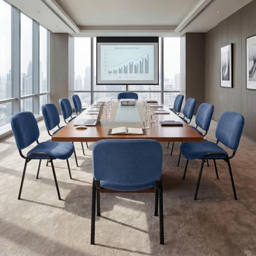 Deisy Dee Stretch Velvet Slipcover for Stacking Chairs - Universal Fit for Office, Conference, Waiting Room & Guest Chairs (Back & Seat Covers) (Navy) - color: Navy