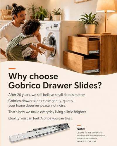 Gobrico 12 inch Drawer Slides 1 Pair,Soft Close Drawer Slides 3 Fold, Cabinet Drawer Slides Full Extension Drawer Slides, Heavy Duty Slide Rails, Side Mount Ball Bearing Tracks Guide Drawer Glides - size: 12inch Drawer Slides