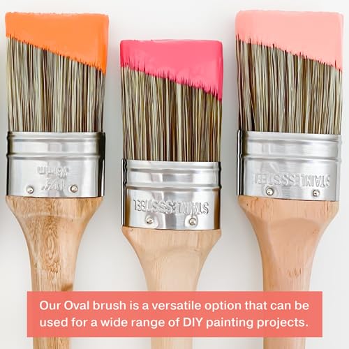 Chalk Style Paint Brush - Oval Brush with Synthetic Bristles for Smooth Furniture Paint Application with Minimal Brush Strokes, No Shedding, Vegan, Best for Water-Based Paint - 1.5" - size: 1.5"