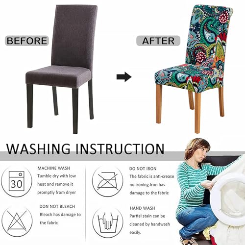 HZDHCLH Dining Chair Covers Set of 4 Stretch Chair Slipcovers Washable - color: Boho 1, size: 4 PCS